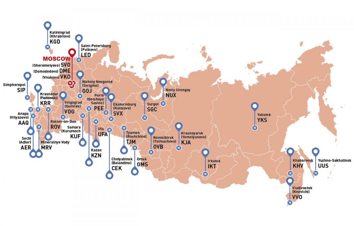 خريطة مطارات روسيا