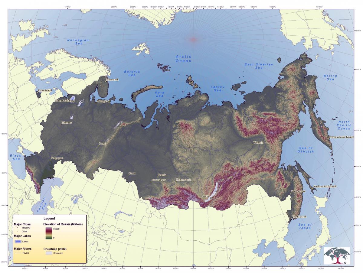 خريطة ارتفاع روسيا