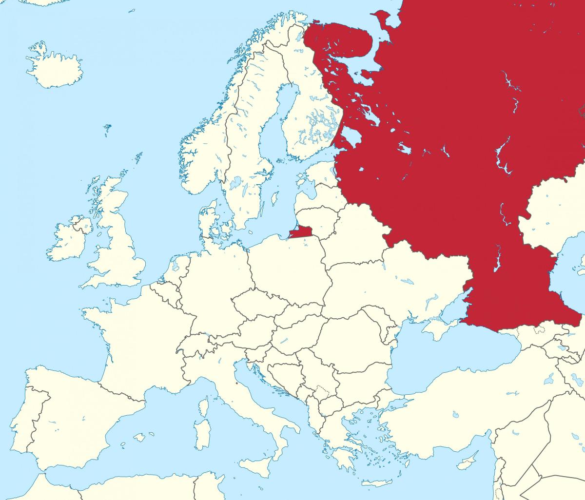 روسيا موقع على أوروبا خريطة