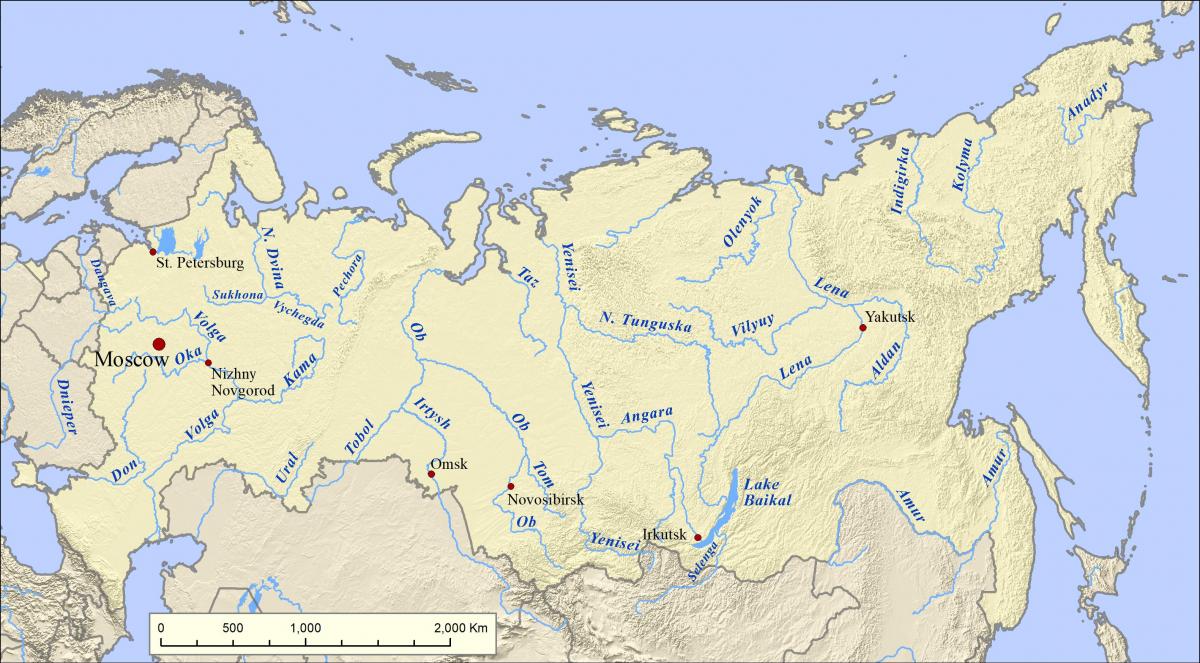 خريطة الأنهار في روسيا